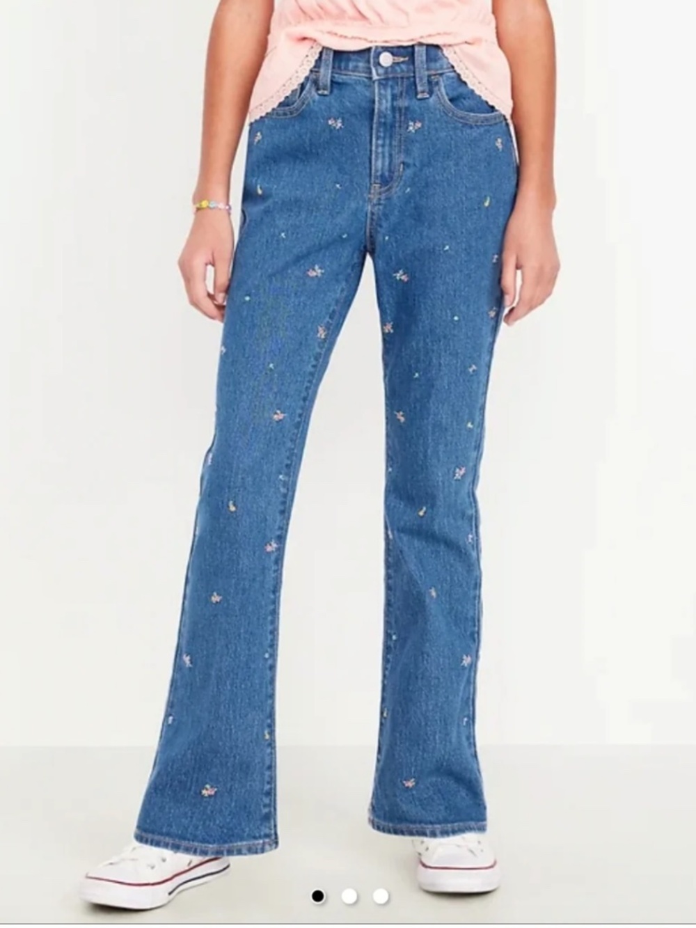 Old Navy Girls High-Rise Flower Embroidered Flare Jeans 14